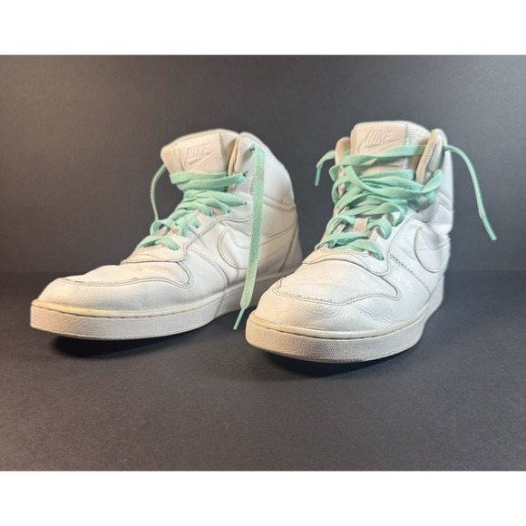 Nike Ebernon Mid Triple White Leather Sneakers Shoes AQ1773-100 Mens Size 10.5 - Picture 1 of 11